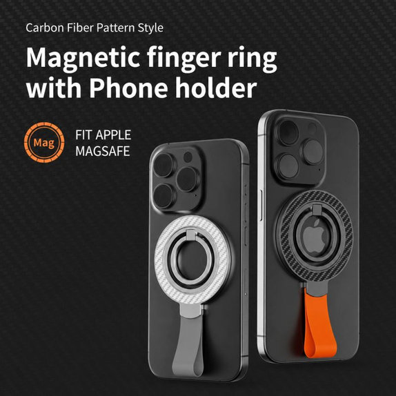 Magnetische Handyhalterung mit Schlaufe, schwarz-orange