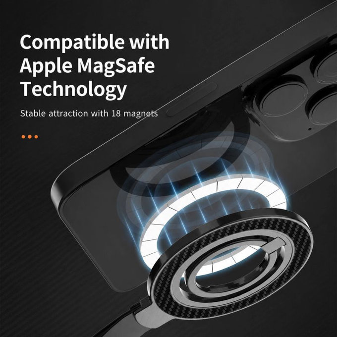 Magnetische Handyhalterung mit Schlaufe, schwarz-orange