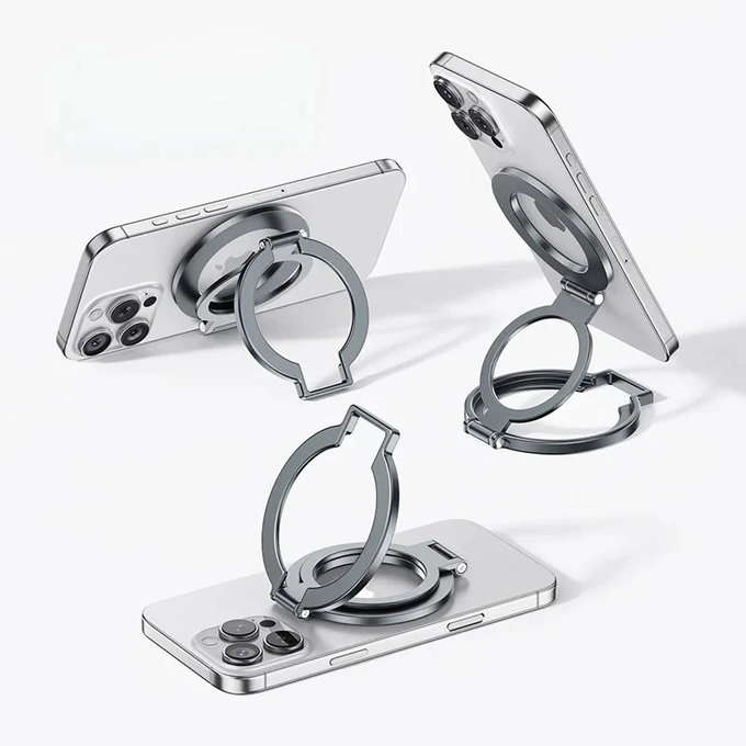 Klappbarer magnetischer Handy-Ringhalter, silber