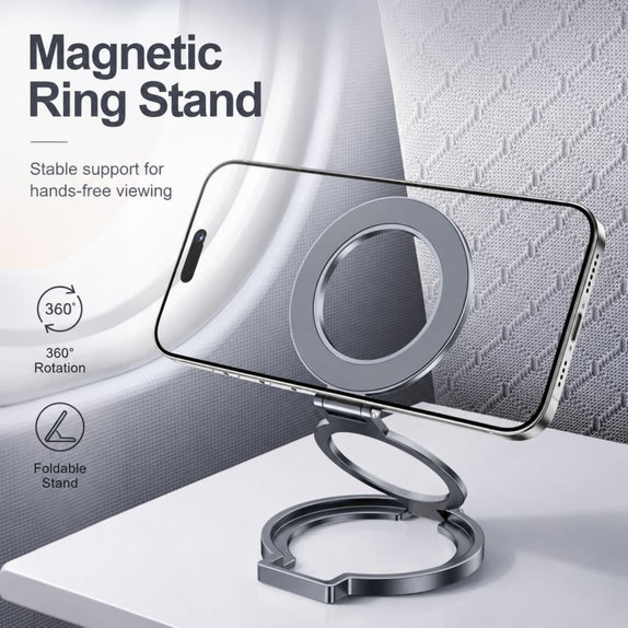 Klappbarer magnetischer Handy-Ringhalter, silber