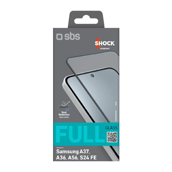 SBS - Gehärtetes Glas Full Cover Für Samsung Galaxy A37, A36, A56, S24 FE, schwarz