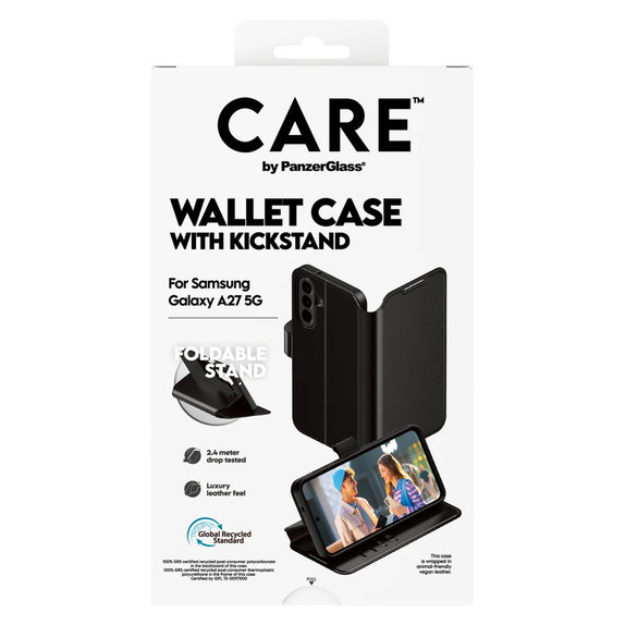 Hülle Wallet Kickstand für Samsung Galaxy A27, Schwarz, PanzerGlass