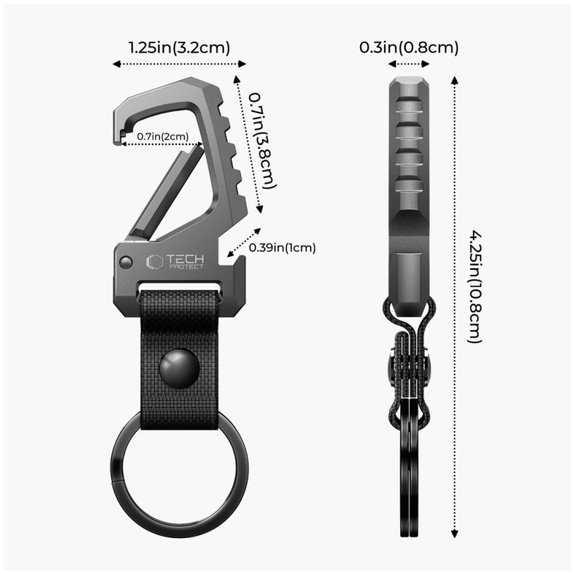 Schlüsselanhänger Slidelock Carabiner Keychain, Gunmetal, Tech-Protect