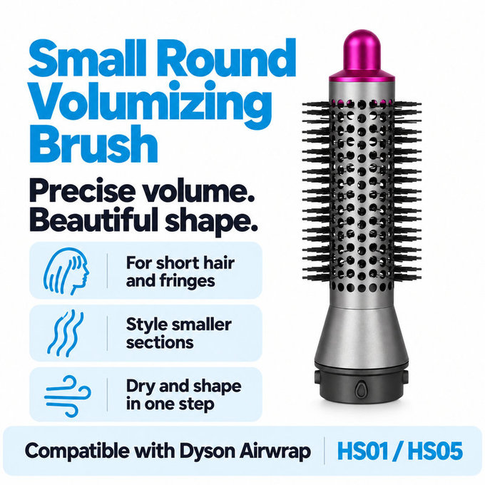 Kleine runde Volumenbürste für Dyson Airwrap HS01, HS05, Iron / Fuchsia