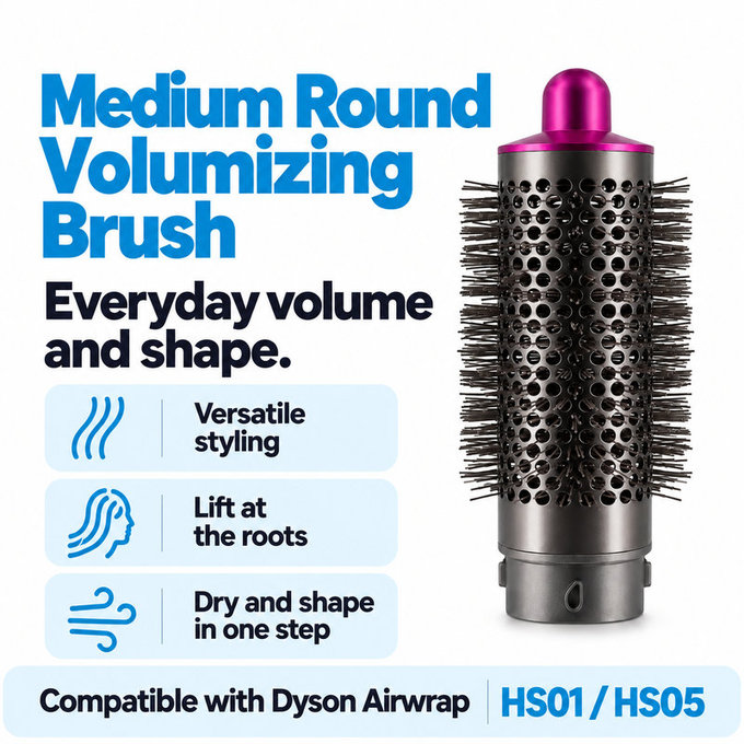 Mittlere runde Volumenbürste für Dyson Airwrap HS01, HS05, Iron / Fuchsia