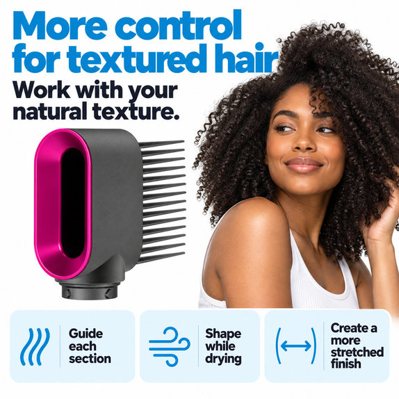 Kammaufsatz mit breiten Zacken für Dyson Airwrap HS01, HS05, Iron / Fuchsia