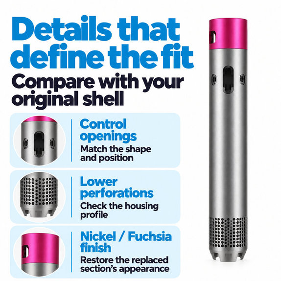 Hauptgehäuse für Dyson Airwrap HS01, HS05, Nickel / Fuchsia