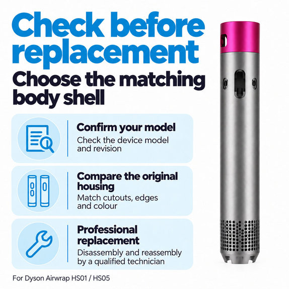 Hauptgehäuse für Dyson Airwrap HS01, HS05, Nickel / Fuchsia