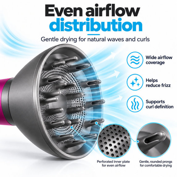 Diffusor für Dyson Supersonic HD01, HD03, HD07, HD15, HD16, Iron / Fuchsia