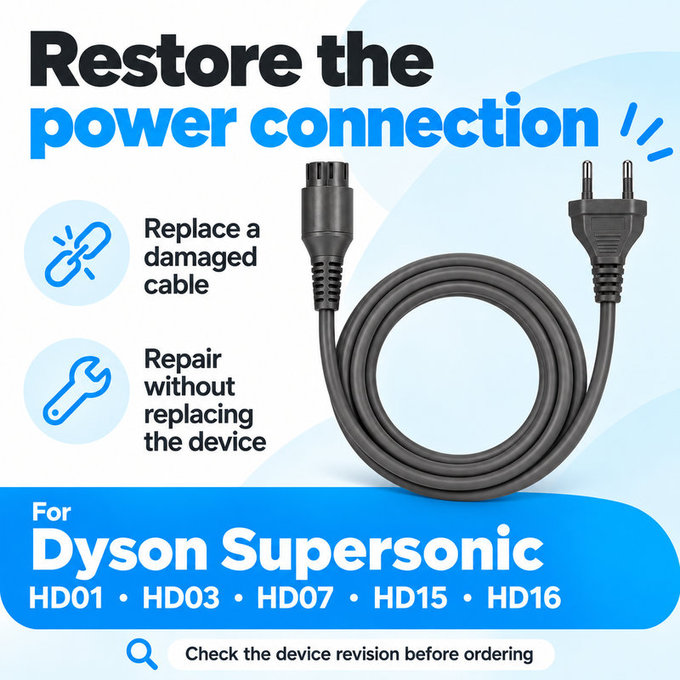 Netzkabel für Dyson Supersonic HD01, HD03, HD07, HD15, HD16