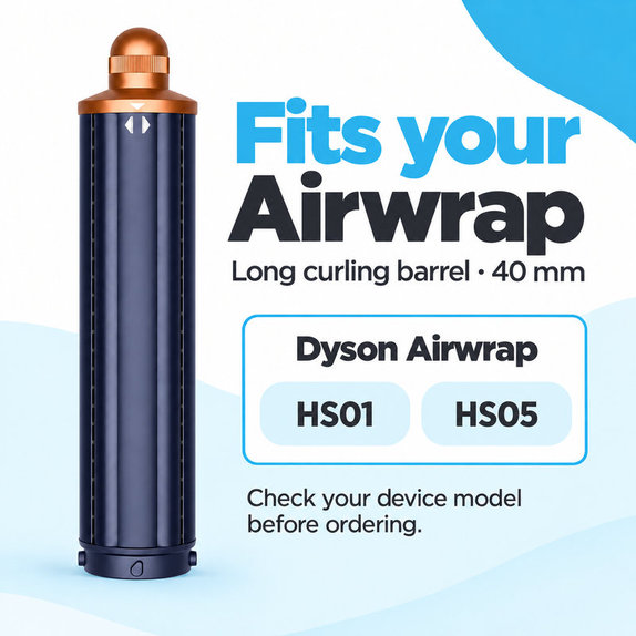 Langer Lockenaufsatz für Dyson Airwrap HS01, HS05, 40 mm, Prussian Blue / Rich Copper