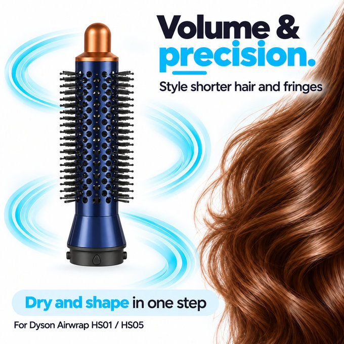 Kleine runde Volumenbürste für Dyson Airwrap HS01, HS05, Prussian Blue / Rich Copper