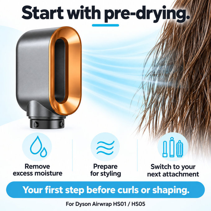 Schnelltrockner-Aufsatz für Dyson Airwrap HS01, HS05, Nickel / Copper