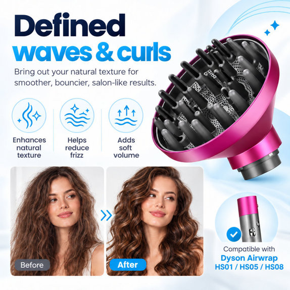 Wave + Curl Diffusor für Dyson Airwrap HS05, Fuchsia