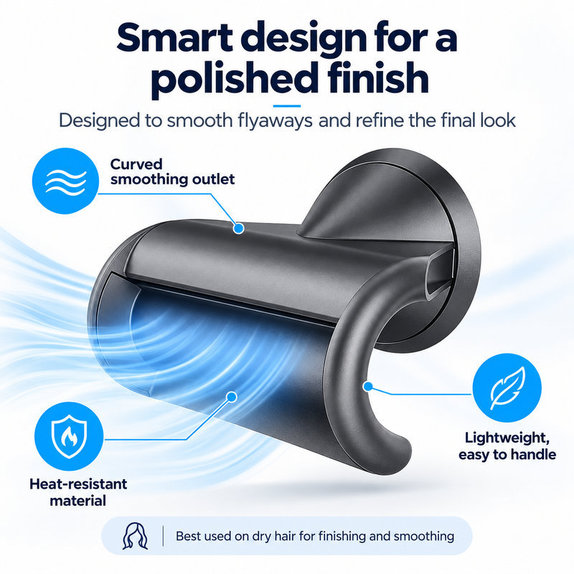 Flyaway Glättungsaufsatz für Dyson Supersonic HD01, HD03, HD07, HD15, HD16, Black
