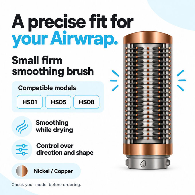 Kleine feste Smoothing-Bürste für Dyson Airwrap HS01, HS05, HS08, Nickel / Copper