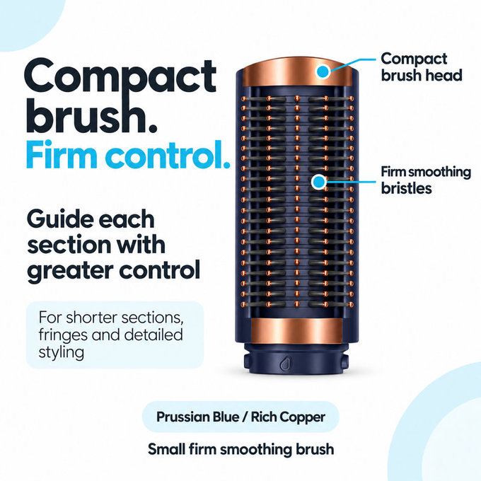 Kleine feste Smoothing-Bürste für Dyson Airwrap HS01, HS05, HS08, Prussian Blue / Rich Copper