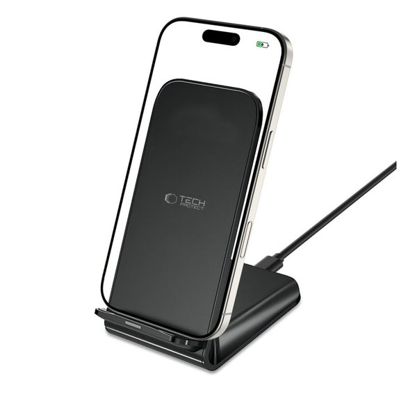 Kabelloses Ladegerät QI15W-S2 15W, schwarz, Tech-Protect