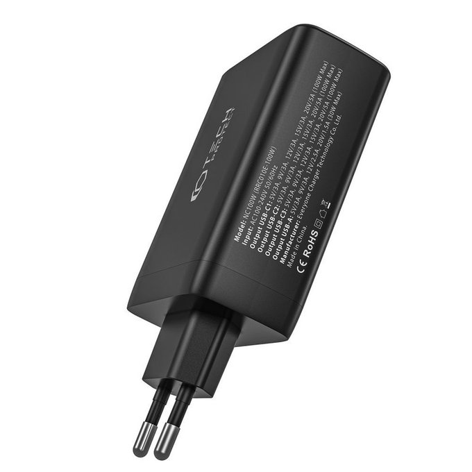 Netzladegerät NC100W-GAN 4-PORT PD 100W / QC3.0, schwarz, Tech-Protect