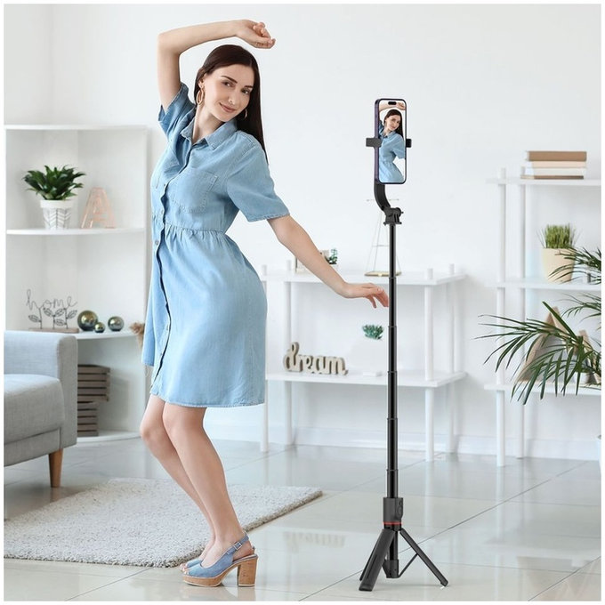 Selfie-Stick mit Stativ L04S MagSafe, schwarz, Tech-Protect