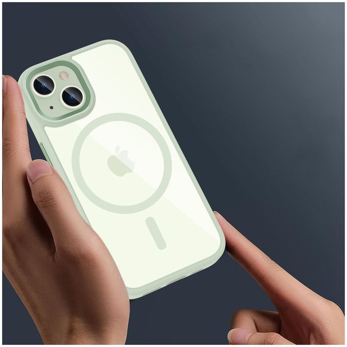 Hülle MagMat MagSafe für iPhone 15, grün/transparent, Tech-Protect