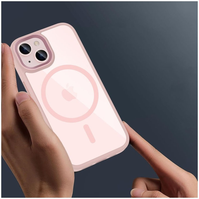 Hülle MagMat MagSafe für iPhone 15, rosa/transparent, Tech-Protect