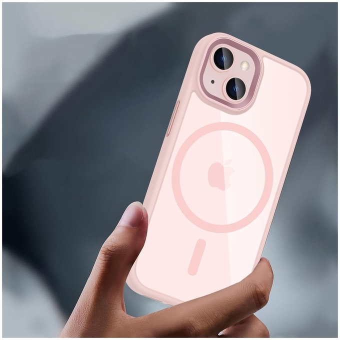 Hülle MagMat MagSafe für iPhone 15, rosa/transparent, Tech-Protect
