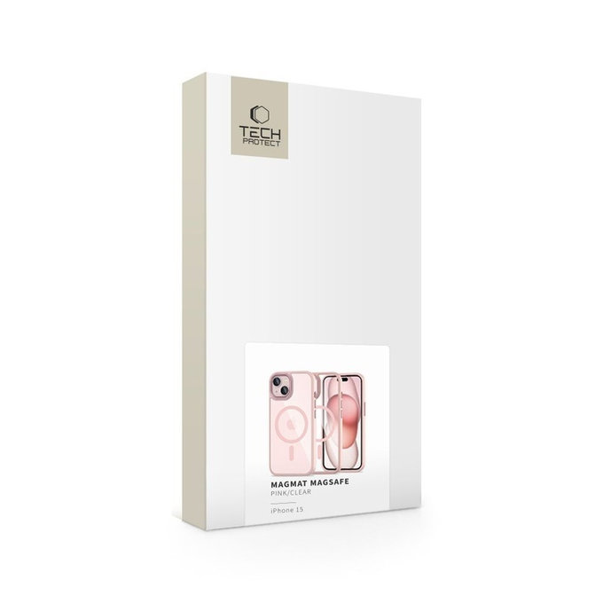 Hülle MagMat MagSafe für iPhone 15, rosa/transparent, Tech-Protect