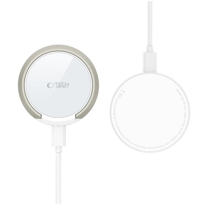 Kabelloses Ladegerät QI15W-A33 Magnetic MagSafe, weiß, Tech-Protect