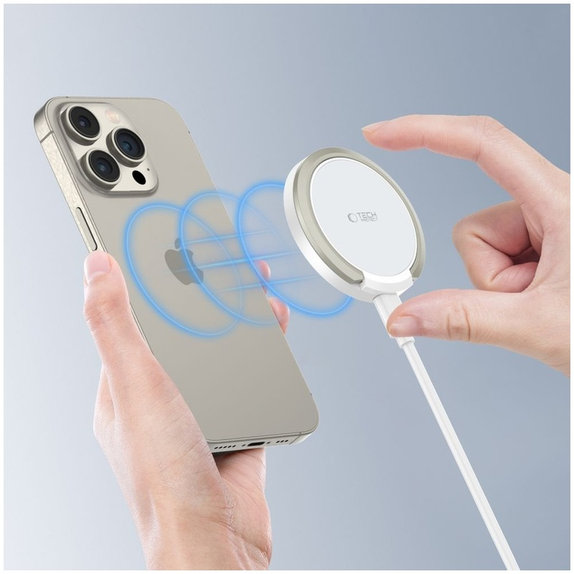 Kabelloses Ladegerät QI15W-A33 Magnetic MagSafe, weiß, Tech-Protect