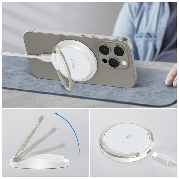 Kabelloses Ladegerät QI15W-A33 Magnetic MagSafe, weiß, Tech-Protect