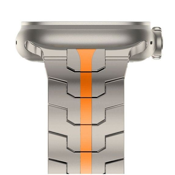 Armband Stainless Line für Apple Watch 8 / 9 / 10 / 11 / SE / Ultra (44 / 45 / 46 / 49 mm), Titanium/Orange, Tech-Protect