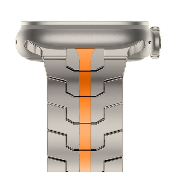 Armband Stainless Line für Apple Watch 8 / 9 / 10 / 11 / SE / Ultra (44 / 45 / 46 / 49 mm), Titanium/Orange, Tech-Protect
