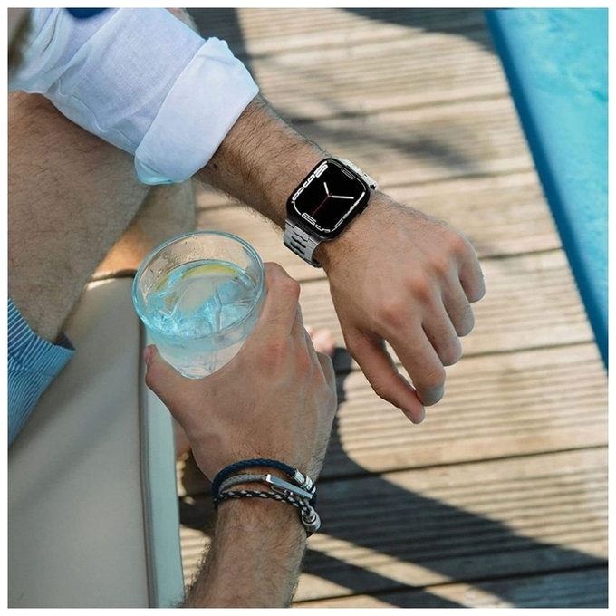 Armband Stainless Line für Apple Watch 8 / 9 / 10 / 11 / SE / Ultra (44 / 45 / 46 / 49 mm), Titanium/Orange, Tech-Protect