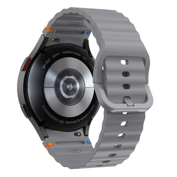 Armband Silicone Sport für Samsung Watch 4 / 5 / 5 Pro / 6 / 7 / FE, Crayon Grey, Tech-Protect