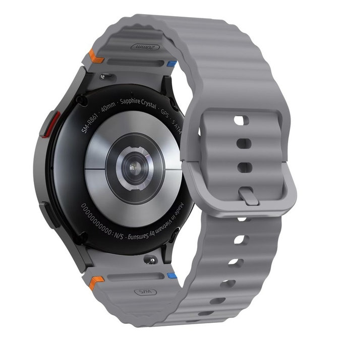 Armband Silicone Sport für Samsung Watch 4 / 5 / 5 Pro / 6 / 7 / FE, Crayon Grey, Tech-Protect