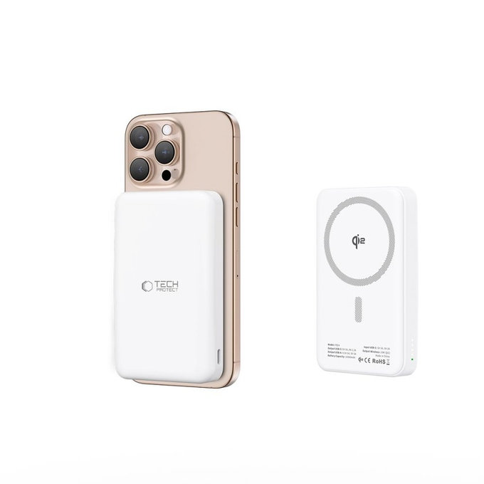 Powerbank PB24 Lifemag Qi2 MagSafe 10000mAh, weiß, Tech-Protect