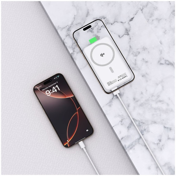 Powerbank PB24 Lifemag Qi2 MagSafe 10000mAh, weiß, Tech-Protect