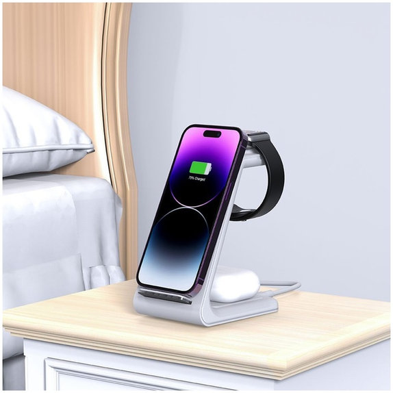 Kabelloses Ladegerät QI15W-A36 3IN1 for Apple, weiß, Tech-Protect