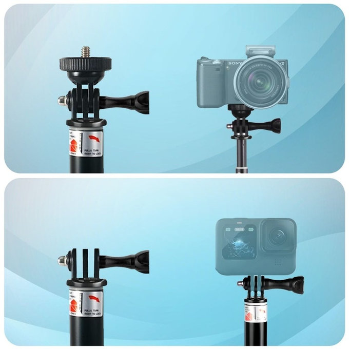 Selfie-Stick mit Stativ GA100 für GoPro / DJI / INSTA360, schwarz, Tech-Protect