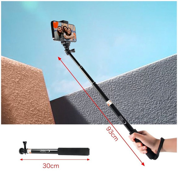 Selfie-Stick mit Stativ GA100 für GoPro / DJI / INSTA360, schwarz, Tech-Protect
