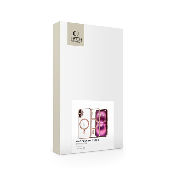 Hülle MagFlex MagSafe für iPhone 16 Shiny Rose, Tech-Protect