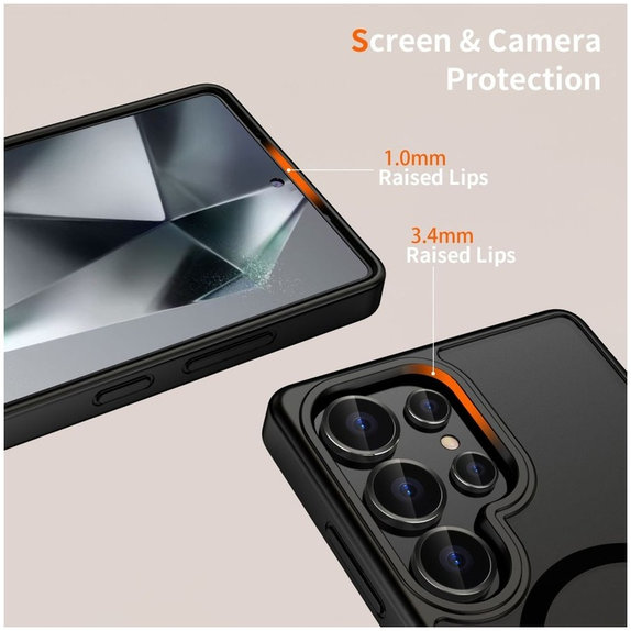 Case MagMat MagSafe für Galaxy S25 Ultra, Matte Black, Tech-Protect