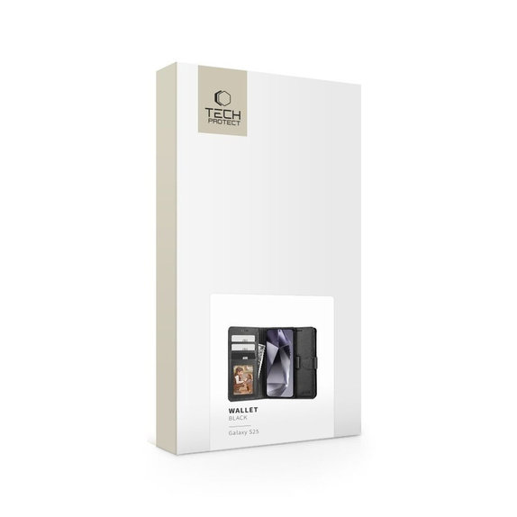 Hülle Wallet für Samsung S25, schwarz, Tech-Protect