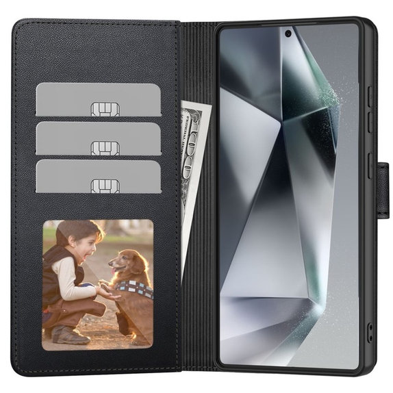 Hülle Wallet für Samsung S25, schwarz, Tech-Protect
