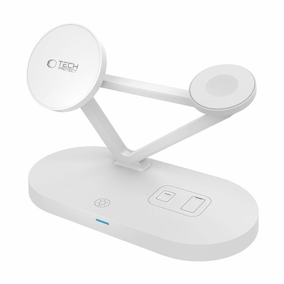 Kabelloses Ladegerät QI15W-A41 3IN1 Magnetic MagSafe, weiß, Tech-Protect