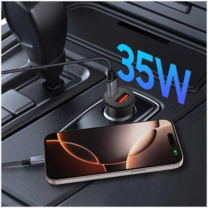 Autoladegerät CC02 2-PORT PD 35W / QC3.0, schwarz, Tech-Protect