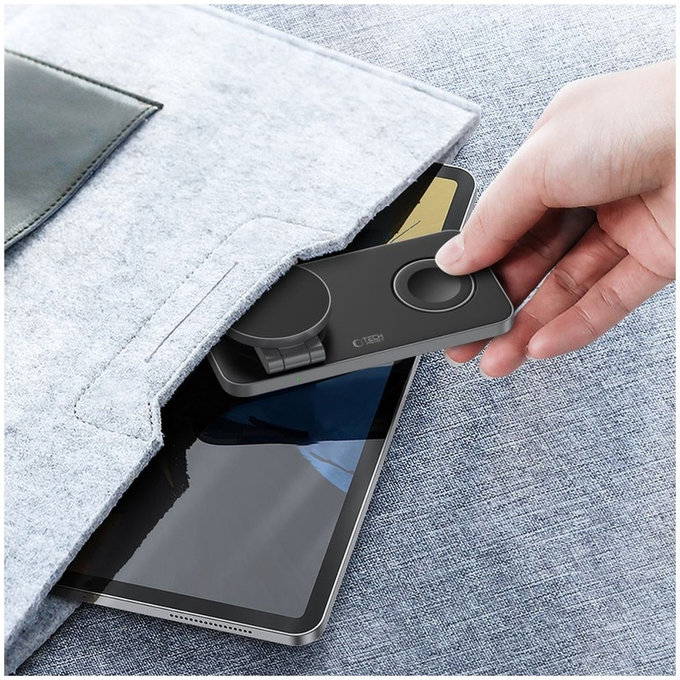 Kabelloses Ladegerät QI15W-A47 3IN1 Magnetic MagSafe, schwarz, Tech-Protect
