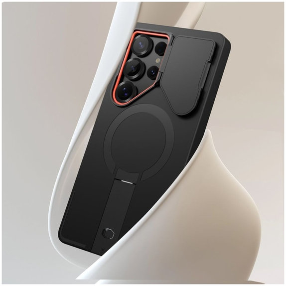 Hülle Kevlar Aura MagSafe für Samsung S25 Ultra, schwarz/orange, Tech-Protect