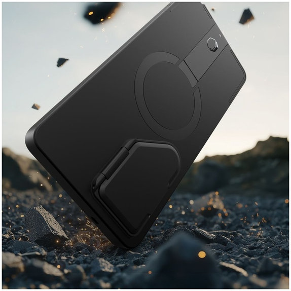 Hülle Kevlar Aura MagSafe für Samsung S25 Ultra, schwarz/orange, Tech-Protect